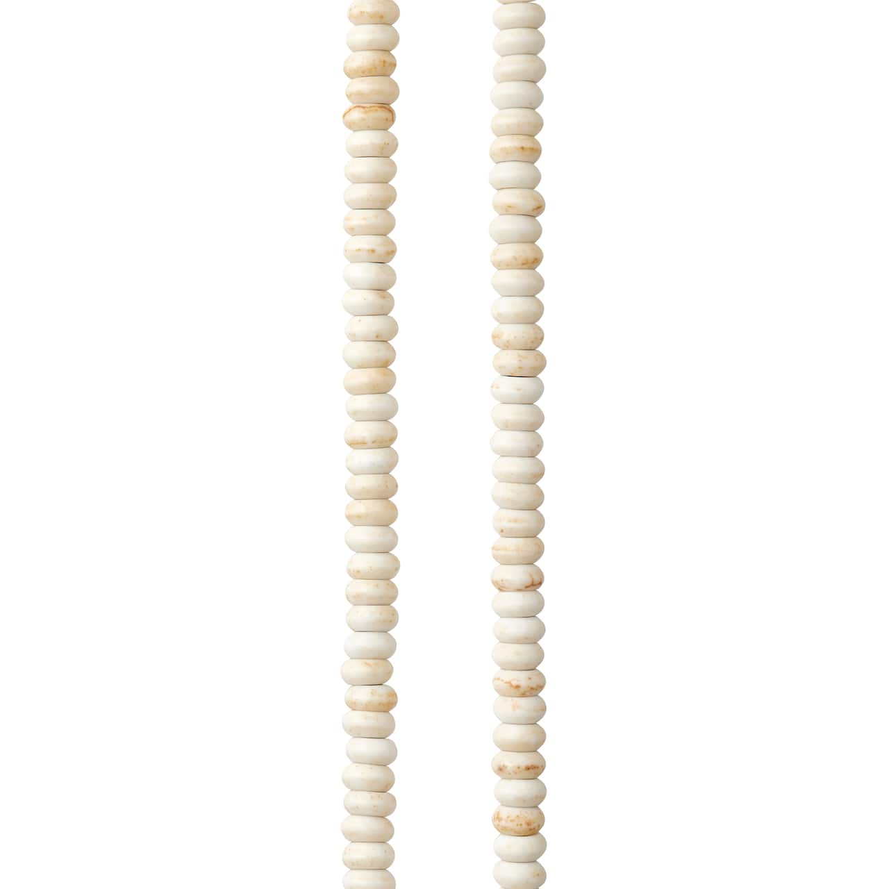 12 Pack: White Rondelle Reconstituted Turquoise Stone Beads, 4mm by Bead Landing™